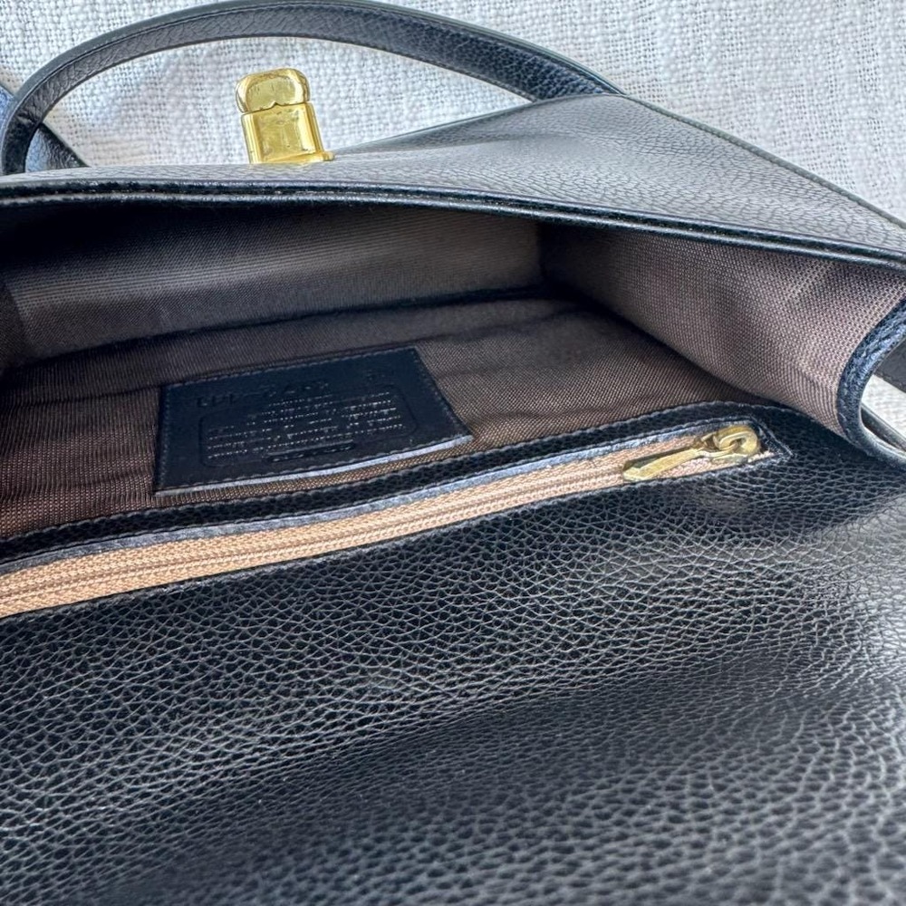 Vintage Coach Spence Bag‎ Black Leather Shoulder Bag Made in Italy - Picture 4 of 10